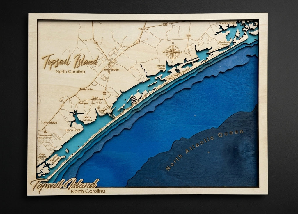 Custom Laser-Cut Coastal Map – Any Location - custom coastal map by Shoreline Custom Creations