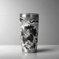 Custom Laser-Engraved Hibiscus & Wave Stainless Steel Tumbler