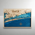 Custom Laser-Cut Emerald Isle Bathymetric Map - custom coastal map by Shoreline Custom Creations