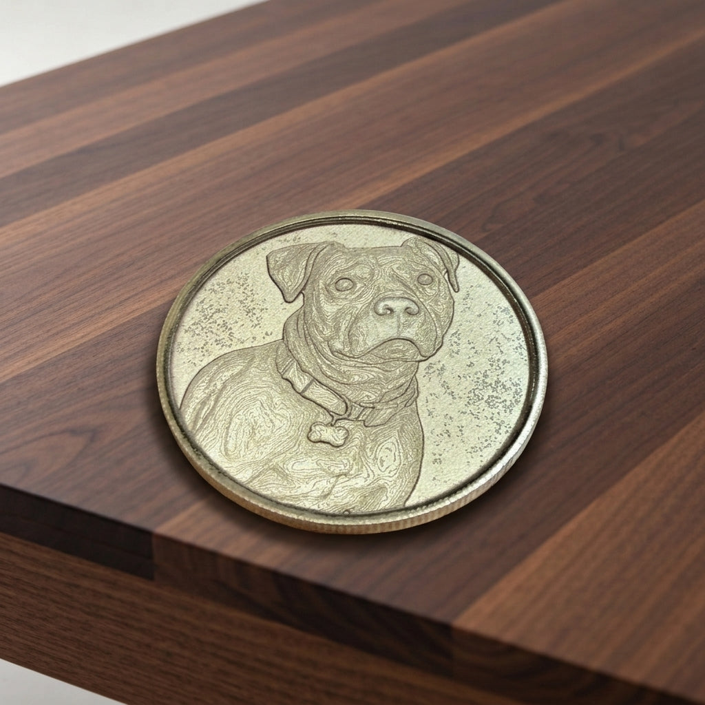 Custom Laser-Engraved Pet Portrait Keepsake Coin - custom keepsake by Shoreline Custom Creations