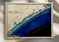Topsail Island Laser-Cut Bathymetric Wood Map - custom coastal map by Shoreline Custom Creations