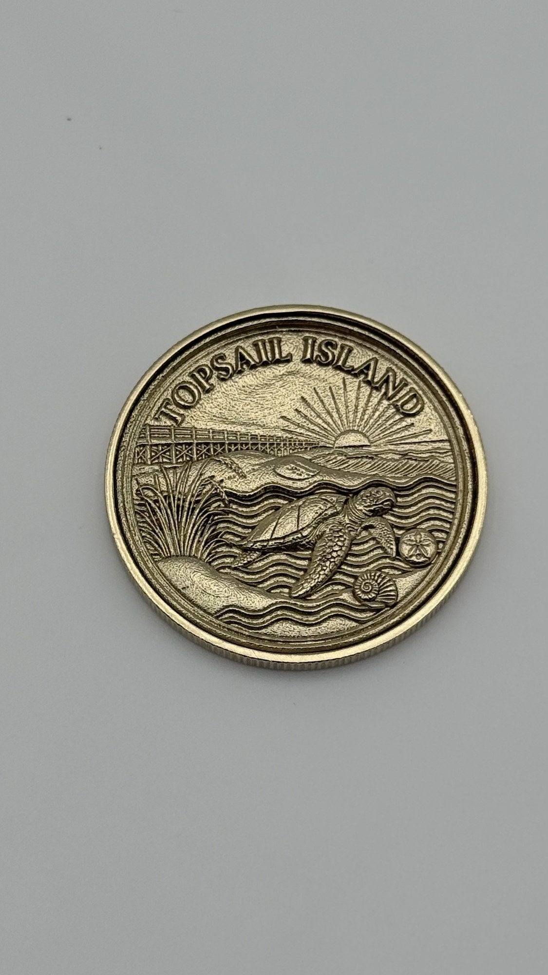 Topsail Island sea turtle engraved souvenir keepsake coin by Shoreline Custom Creations