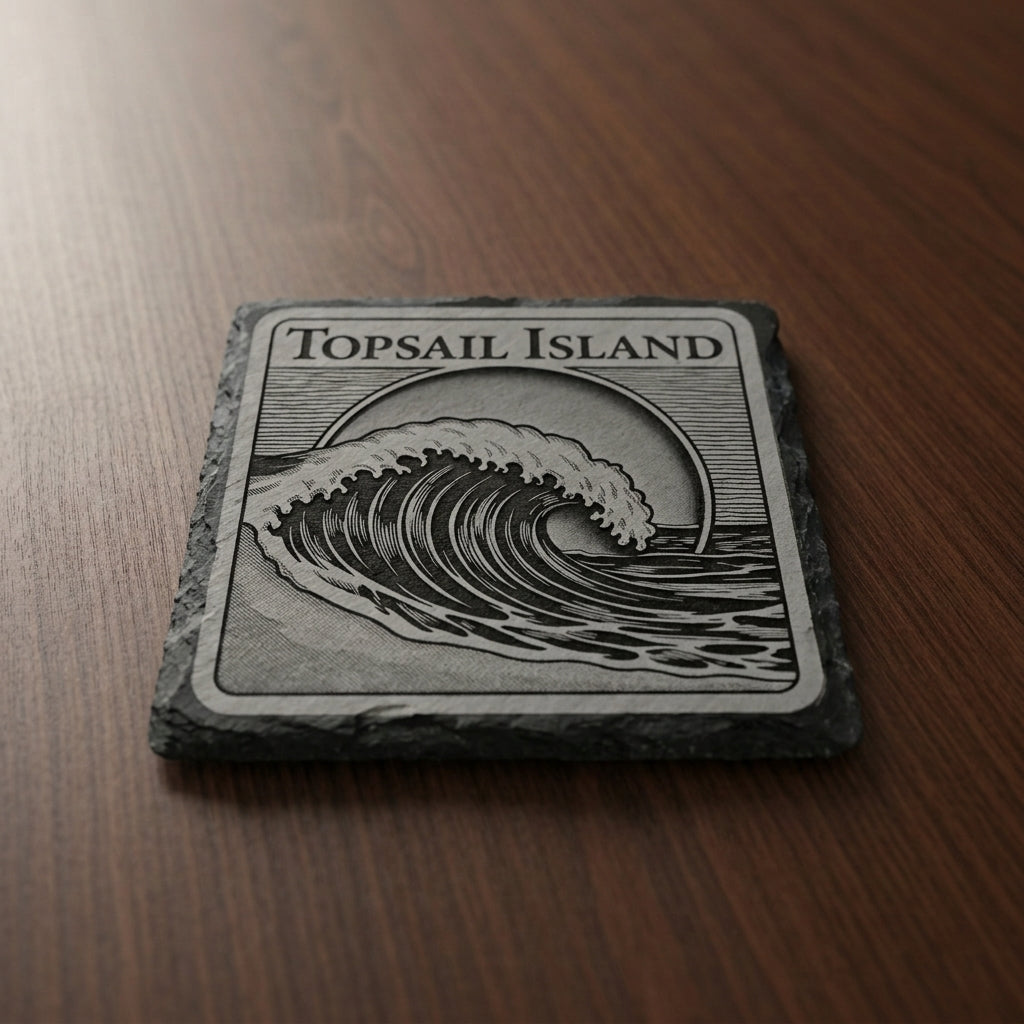 Custom Laser-Engraved Topsail Island Slate Coaster - custom coaster by Shoreline Custom Creations