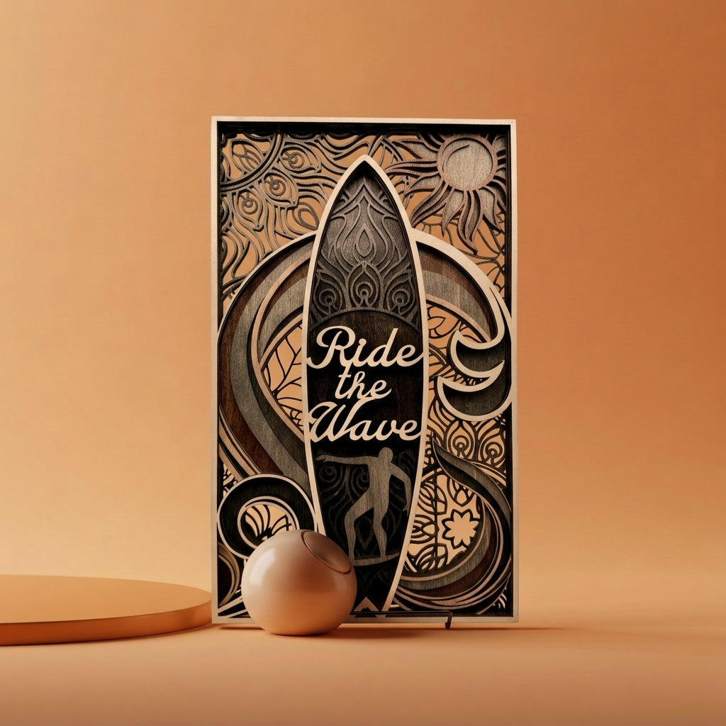 Ride the Wave Multi-Layered Laser Cut Wood Wall Art - custom wall art by Shoreline Custom Creations
