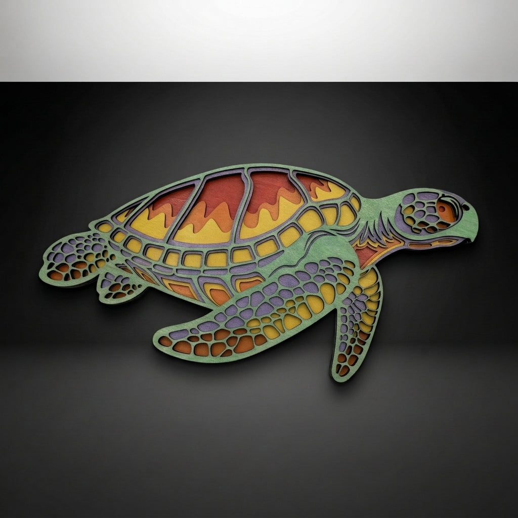 Multi-Layered Laser Cut Sea Turtle Wall Art - custom wall art by Shoreline Custom Creations