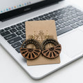 Laser-Cut Geometric Sunburst Wooden Earrings - custom jewelry by Shoreline Custom Creations