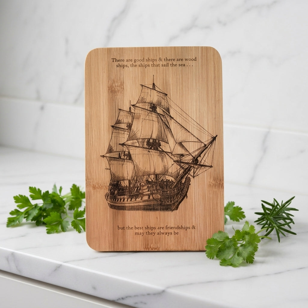 Custom Engraved Nautical Friendship Bamboo Cutting Board - custom cutting board by Shoreline Custom Creations