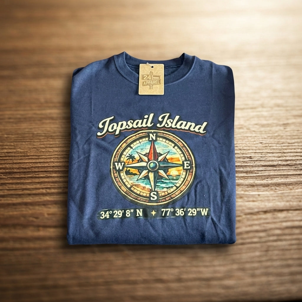 Custom Topsail Island Coordinates Graphic Sweatshirt - custom sweatshirt by Shoreline Custom Creations