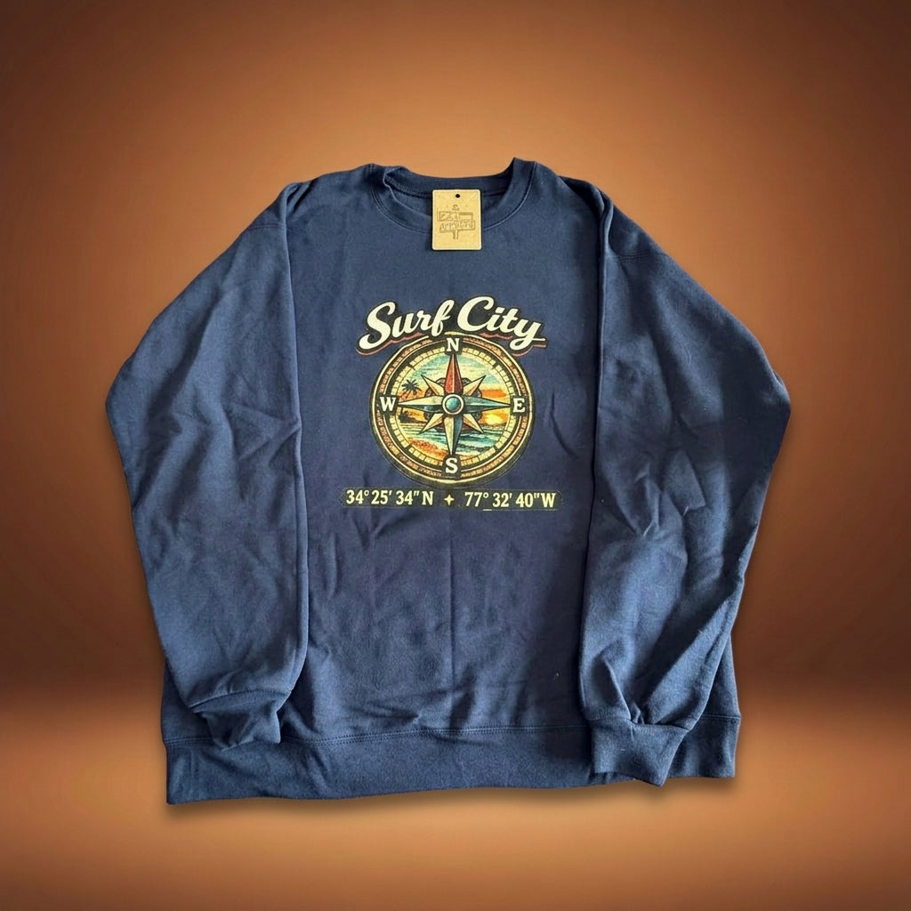 Custom Surf City Coordinates Graphic Sweatshirt - custom sweatshirt by Shoreline Custom Creations